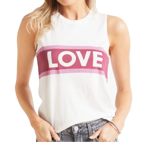 Spiritual Gangster White and Pink Love Tank Top - Picture 1 of 9
